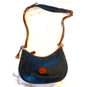 DOONEY & BOURKE Black Pebbled Leather Crescent Sac Shoulder Bag‎ Purse USA VTG